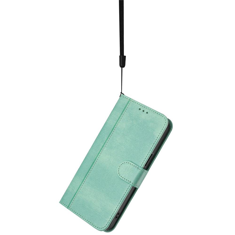 For iPhone 17e / 16e Case Wallet Stand Retro Texture Leather Phone Cover with Lanyard