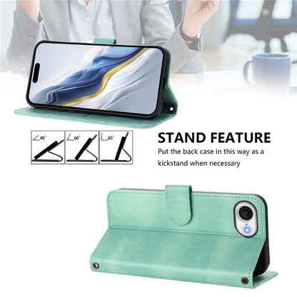For iPhone 17e / 16e Case Wallet Stand Retro Texture Leather Phone Cover with Lanyard