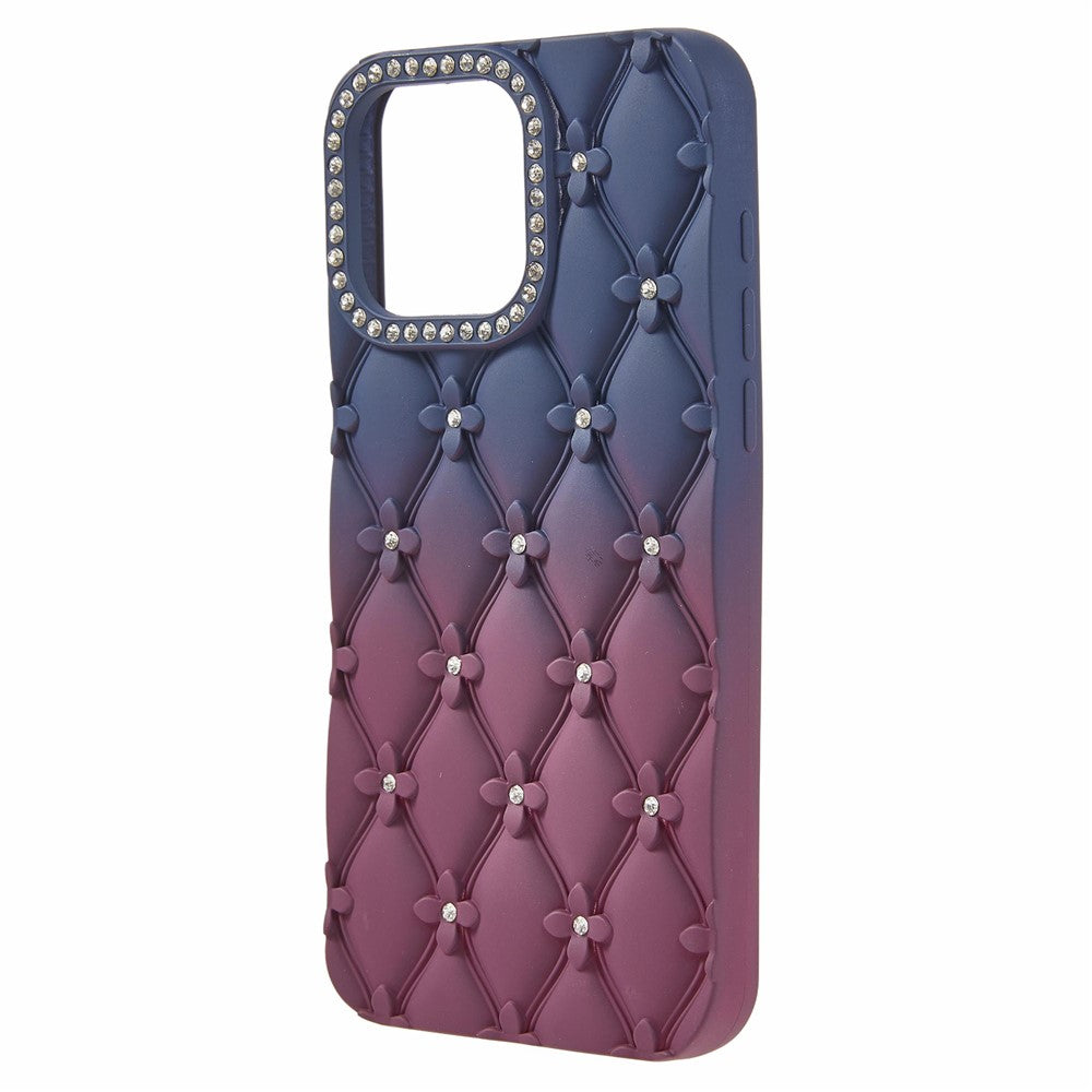 For iPhone 15 Pro Case Rhinestone Decor Rubberized TPU Phone Cover