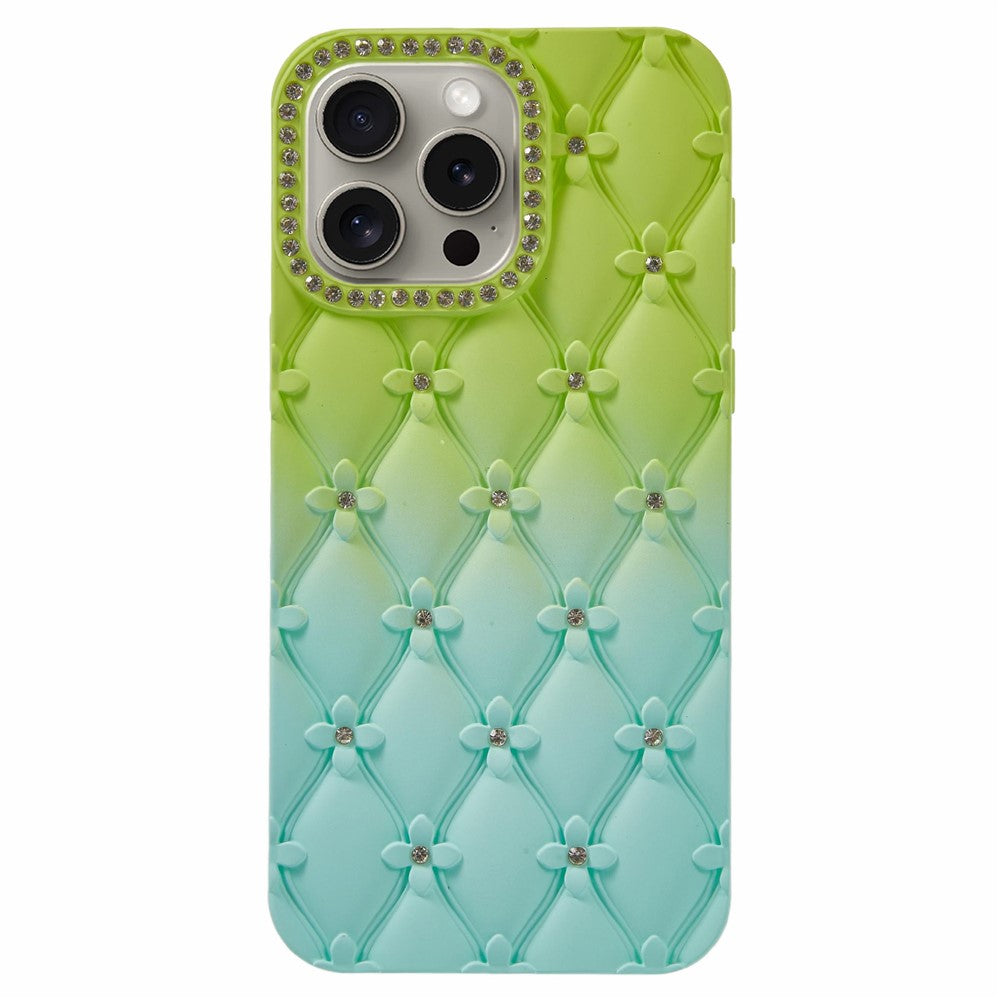 For iPhone 15 Pro Case Rhinestone Decor Rubberized TPU Phone Cover