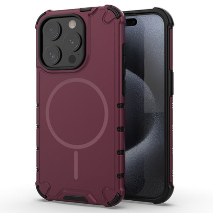 For iPhone 15 Pro Magnetic Case Corrugated Texture Heat Dissipation Shockproof TPU + PC Phone Back Cover