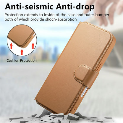 CASENEO For iPhone 16 Magnetic Case RFID Blocking Wallet Detachable Leather Phone Cover with Wristband