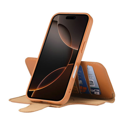 CASENEO For iPhone 16 Magnetic Case RFID Blocking Wallet Detachable Leather Phone Cover with Wristband