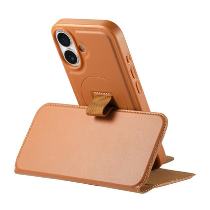CASENEO For iPhone 16 Magnetic Case RFID Blocking Wallet Detachable Leather Phone Cover with Wristband