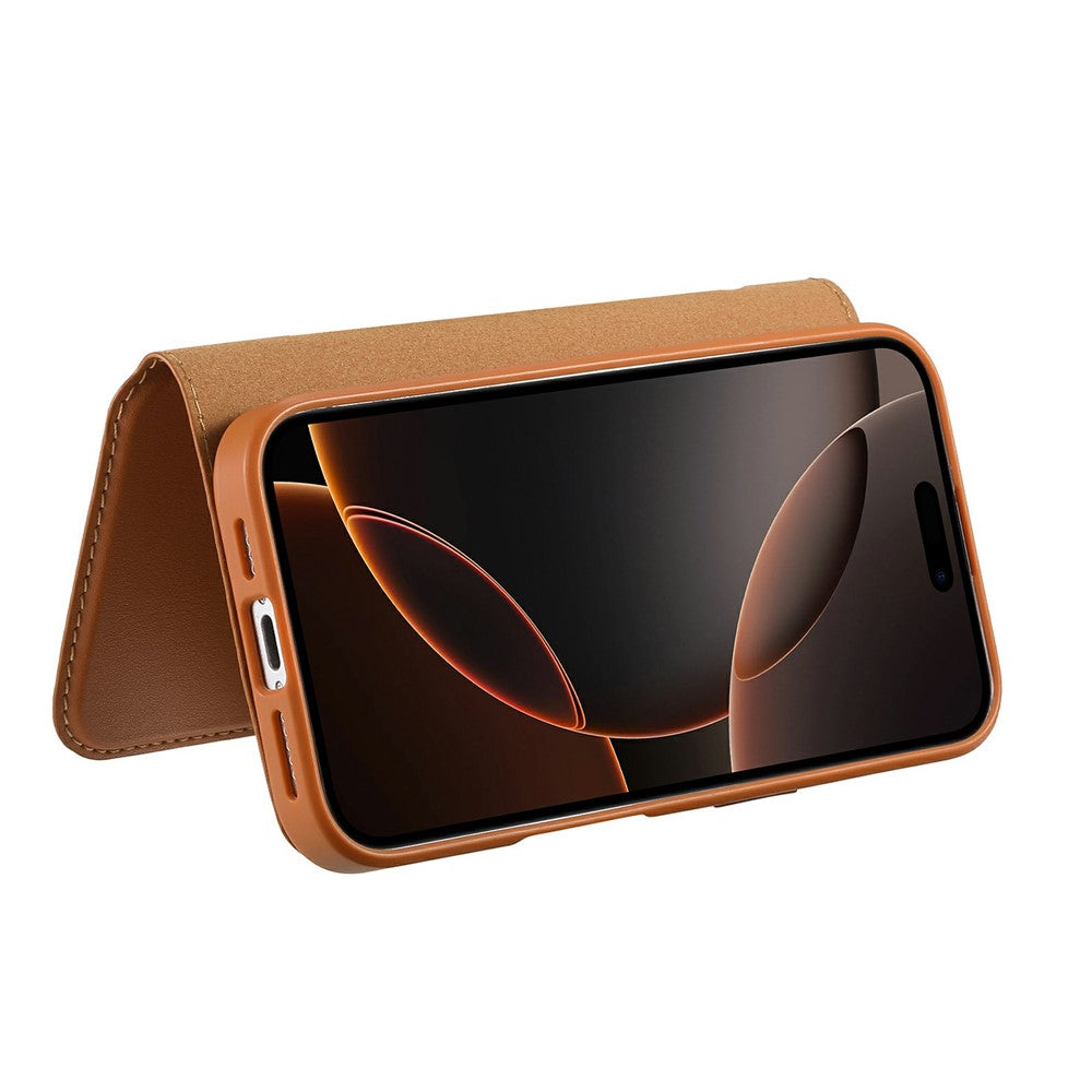 CASENEO For iPhone 16 Magnetic Case RFID Blocking Wallet Detachable Leather Phone Cover with Wristband
