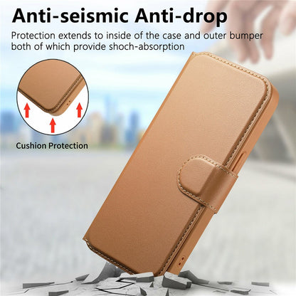 CASENEO For iPhone 15 Pro Magnetic Case RFID Blocking Wallet Detachable Leather Phone Cover with Wristband