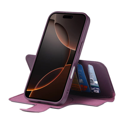CASENEO For iPhone 16 Pro Magnetic Case RFID Blocking Wallet Detachable Leather Phone Cover with Wristband
