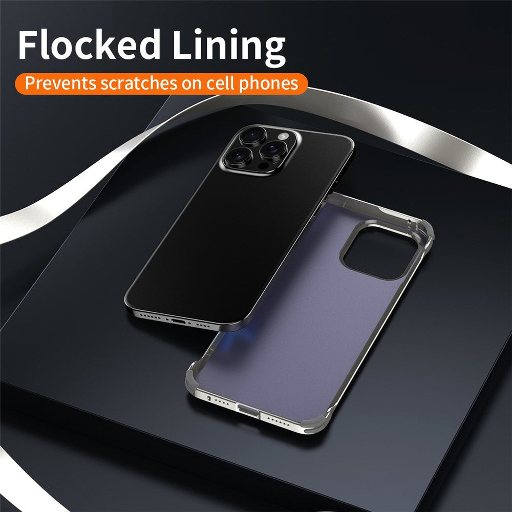 For iPhone 16 Pro Max Case PC + Silicone + Alloy Matte Phone Cover