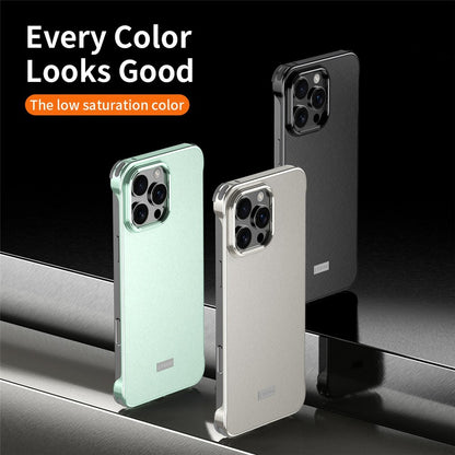 For iPhone 16 Pro Max Case PC + Silicone + Alloy Matte Phone Cover