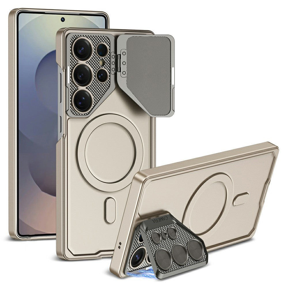 For Samsung Galaxy S25 Ultra Magnetic Case Lens Protection Kickstand Ultra Thin Matte PC Phone Cover