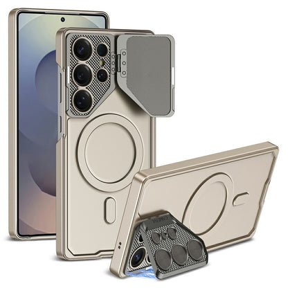 For Samsung Galaxy S25 Ultra Magnetic Case Lens Protection Kickstand Ultra Thin Matte PC Phone Cover