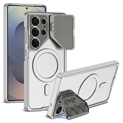 For Samsung Galaxy S25 Ultra Magnetic Case Lens Protection Kickstand Ultra Thin Matte PC Phone Cover