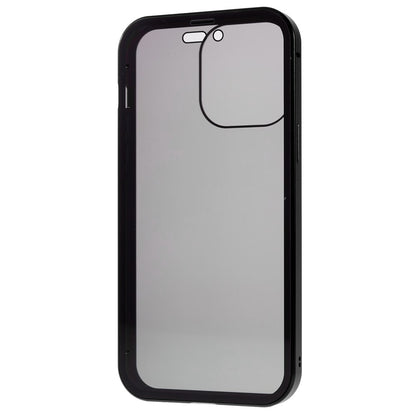 For iPhone 14 Pro Max Shockproof Anti-peep Phone Case Metal Frame + Double-sided Tempered Glass Hybrid Cover with Magnetic Closure