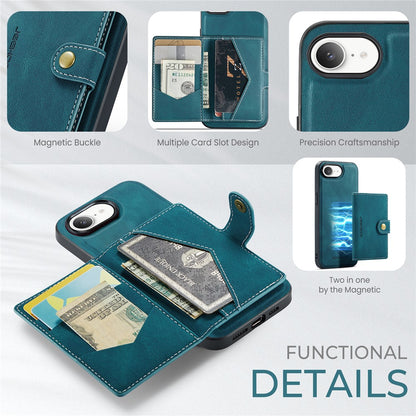 JEEHOOD For iPhone 17e / 16e Case  J01 Retro Leather Phone Back Cover with Detachable Magnetic Card Holder