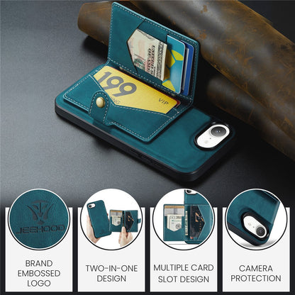 JEEHOOD For iPhone 17e / 16e Case  J01 Retro Leather Phone Back Cover with Detachable Magnetic Card Holder
