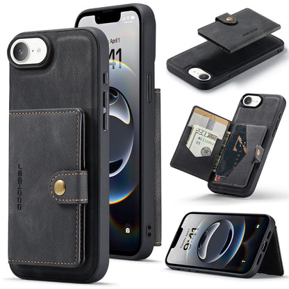 JEEHOOD For iPhone 17e / 16e Case  J01 Retro Leather Phone Back Cover with Detachable Magnetic Card Holder