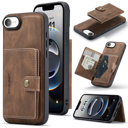 JEEHOOD For iPhone 17e / 16e Case  J01 Retro Leather Phone Back Cover with Detachable Magnetic Card Holder