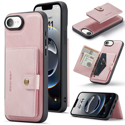 JEEHOOD For iPhone 17e / 16e Case  J01 Retro Leather Phone Back Cover with Detachable Magnetic Card Holder