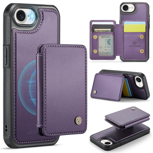 JEEHOOD For iPhone 17e / 16e Case  J05 Leather Mobile Cover with Detachable Magnetic Card Bag
