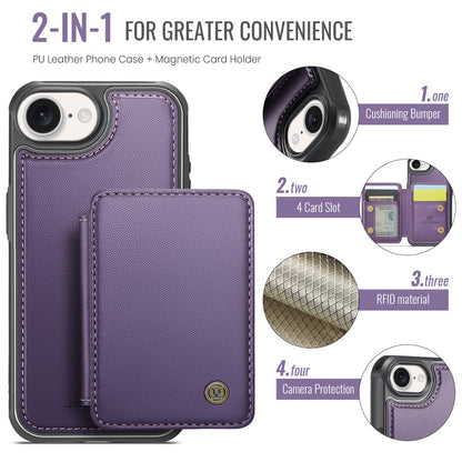 JEEHOOD For iPhone 17e / 16e Case  J05 Leather Mobile Cover with Detachable Magnetic Card Bag