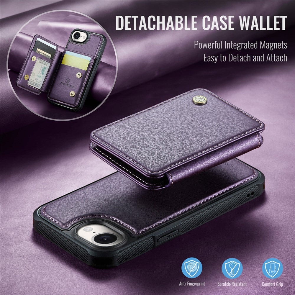 JEEHOOD For iPhone 17e / 16e Case  J05 Leather Mobile Cover with Detachable Magnetic Card Bag