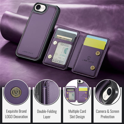 JEEHOOD For iPhone 17e / 16e Case  J05 Leather Mobile Cover with Detachable Magnetic Card Bag