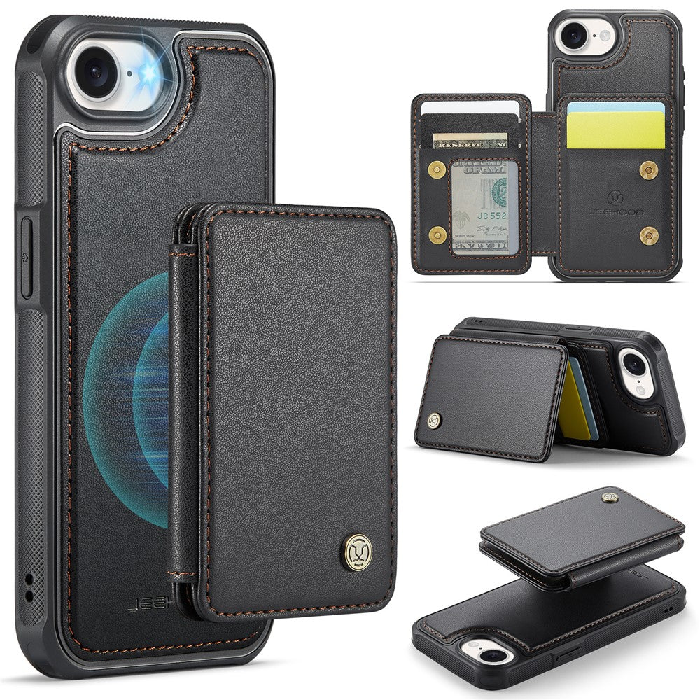 JEEHOOD For iPhone 17e / 16e Case  J05 Leather Mobile Cover with Detachable Magnetic Card Bag