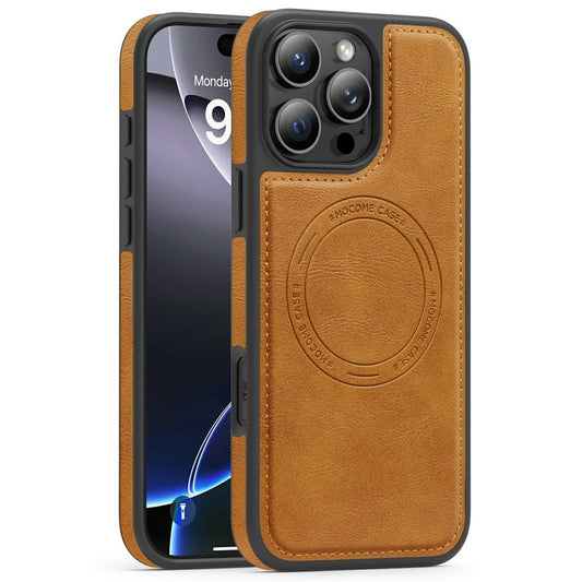 For iPhone 16 Pro Max Case Compatible with MagSafe Leather Back Phone Cover