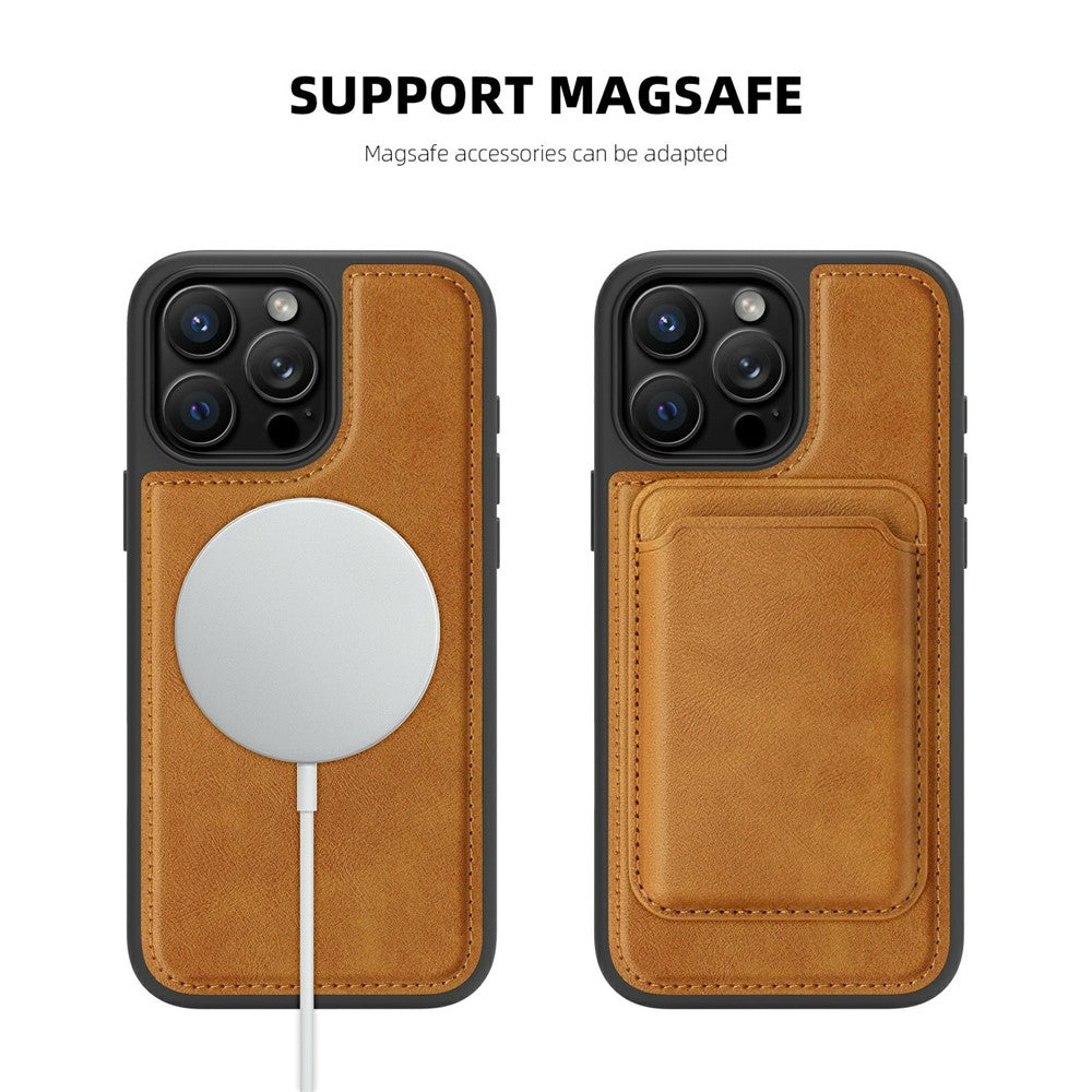 For iPhone 16 Pro Max Case Compatible with MagSafe Leather Back Phone Cover