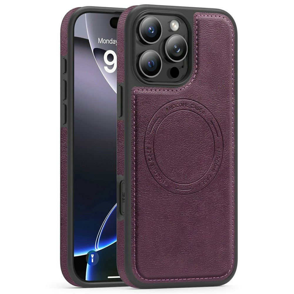 For iPhone 16 Pro Max Case Compatible with MagSafe Leather Back Phone Cover