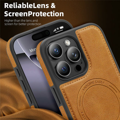 For iPhone 16 Pro Case Compatible with MagSafe Leather Back Phone Cover