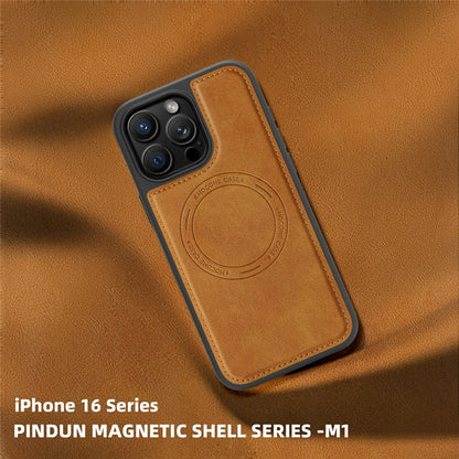 For iPhone 16 Pro Case Compatible with MagSafe Leather Back Phone Cover