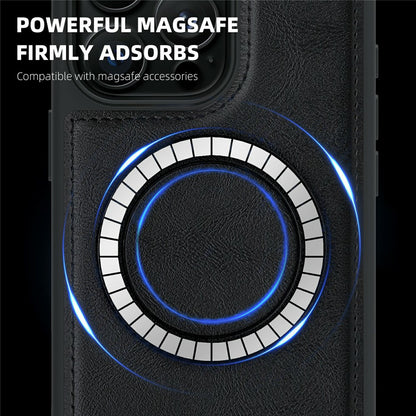 For iPhone 16 Pro Case Compatible with MagSafe Leather Back Phone Cover