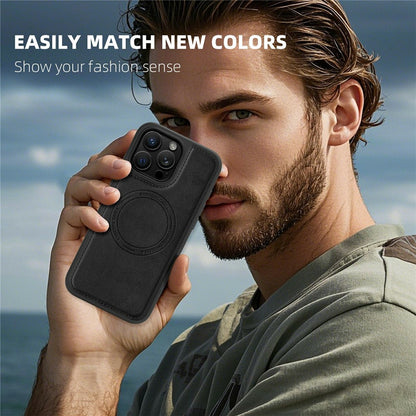 For iPhone 16 Pro Case Compatible with MagSafe Leather Back Phone Cover