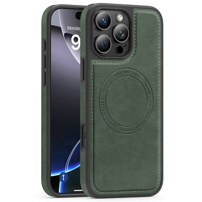 For iPhone 16 Pro Case Compatible with MagSafe Leather Back Phone Cover