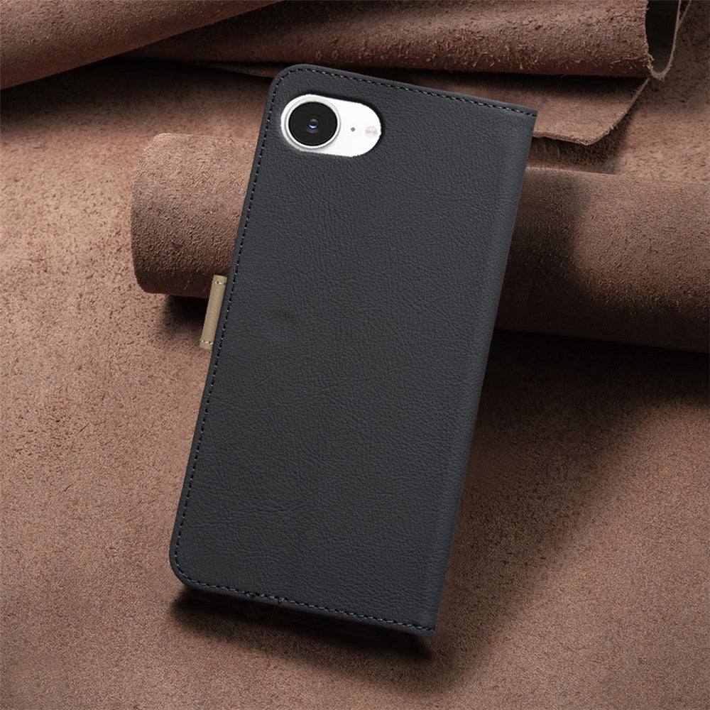 BINFEN COLOR BF36 For iPhone 17e / 16e Leather Case Floral Pattern Phone Cover RFID Blocking Wallet Stand