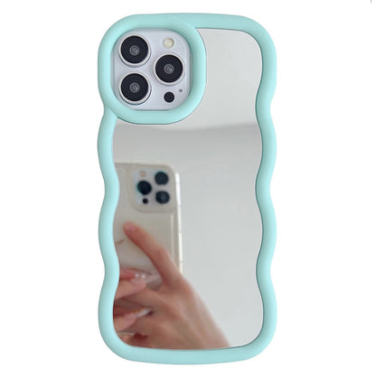 For iPhone 15 Pro Case with Mirror Wave Frame PC + TPU Phone Cover