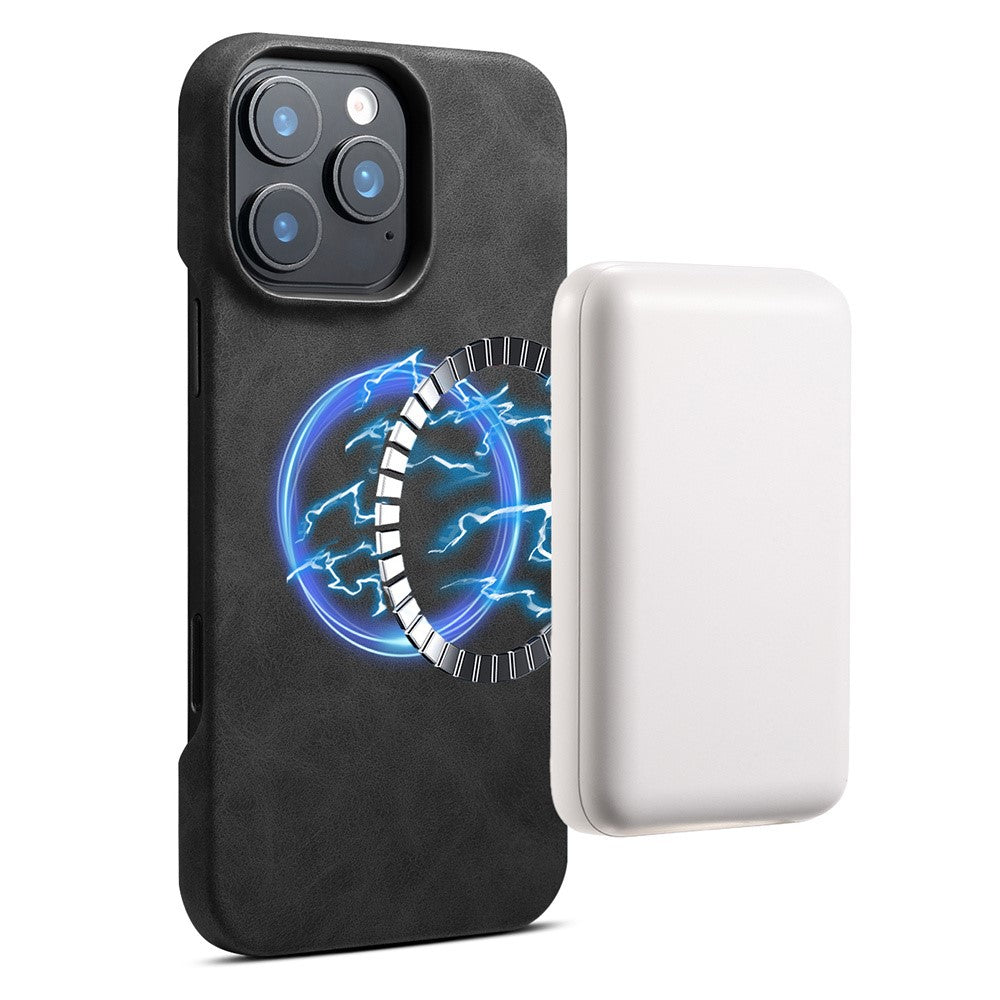 For iPhone 16 Pro Case Compatible with MagSafe Retro Leather + PC Back Cover