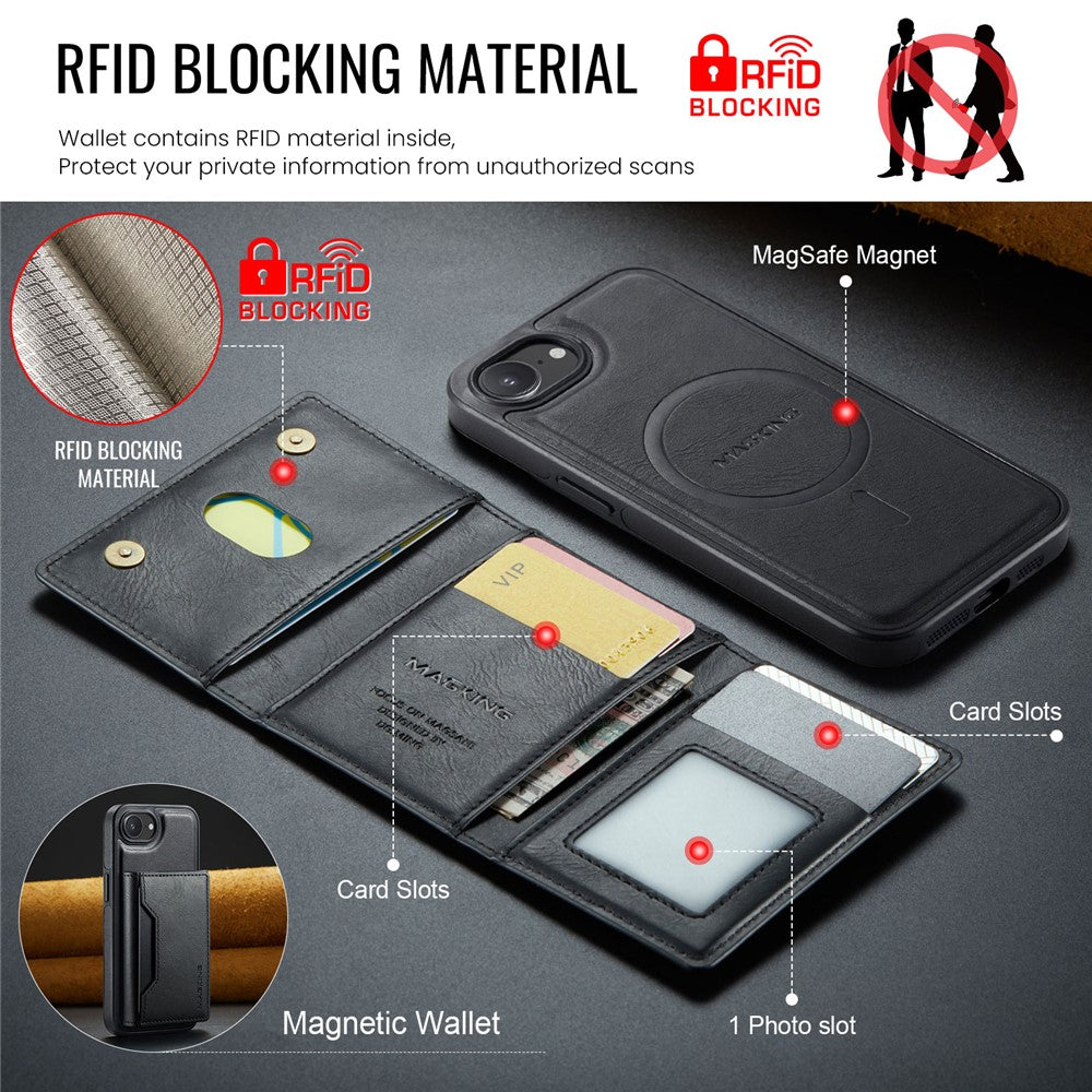MAGKING K2 Series For iPhone 17e / 16e Case Compatible with MagSafe PC + TPU + PU Phone Cover