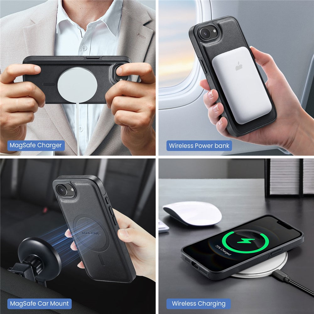 MAGKING K2 Series For iPhone 17e / 16e Case Compatible with MagSafe PC + TPU + PU Phone Cover