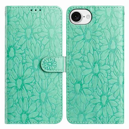 For iPhone 17e / 16e Leather Case Daisy Imprint Wallet Stand Phone Protective Cover