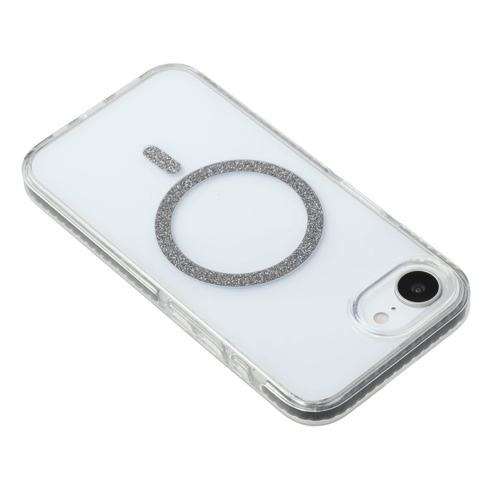 For iPhone 17e / 16e Case Compatible with MagSafe Glitter Ring TPU + Acrylic Clear Phone Cover Airbag Protection
