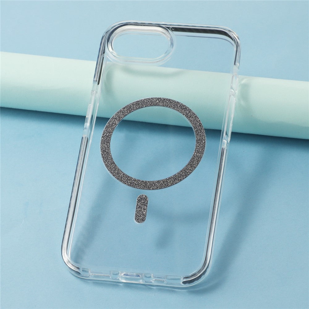 For iPhone 17e / 16e Case Compatible with MagSafe Glitter Ring TPU + Acrylic Clear Phone Cover Airbag Protection