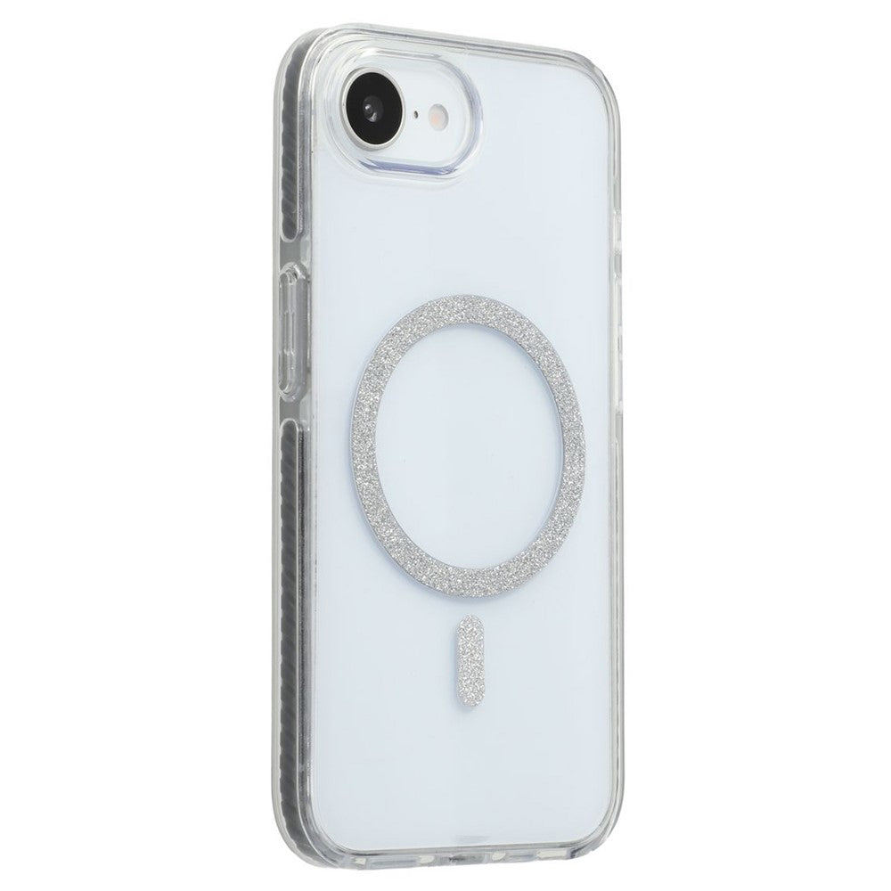 For iPhone 17e / 16e Case Compatible with MagSafe Glitter Ring TPU + Acrylic Clear Phone Cover Airbag Protection