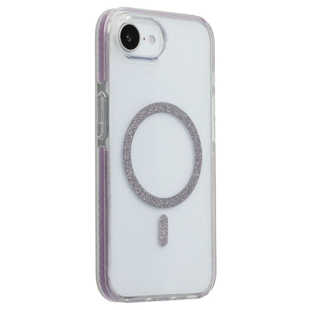 For iPhone 17e / 16e Case Compatible with MagSafe Glitter Ring TPU + Acrylic Clear Phone Cover Airbag Protection