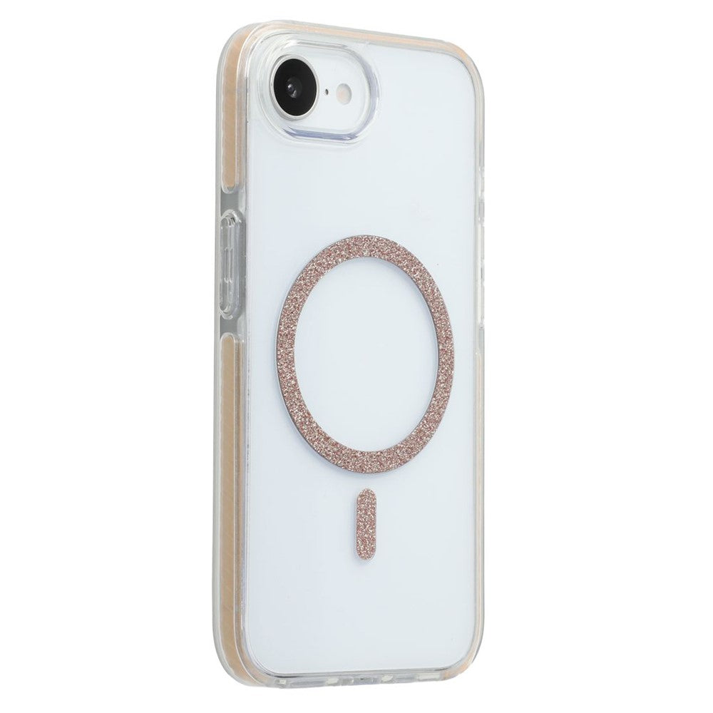 For iPhone 17e / 16e Case Compatible with MagSafe Glitter Ring TPU + Acrylic Clear Phone Cover Airbag Protection