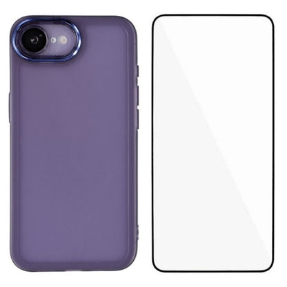 WANLONFENG For iPhone 17e / 16e TPU Case  DKSM Series Electroplated Frame Back Cover with Tempered Glass