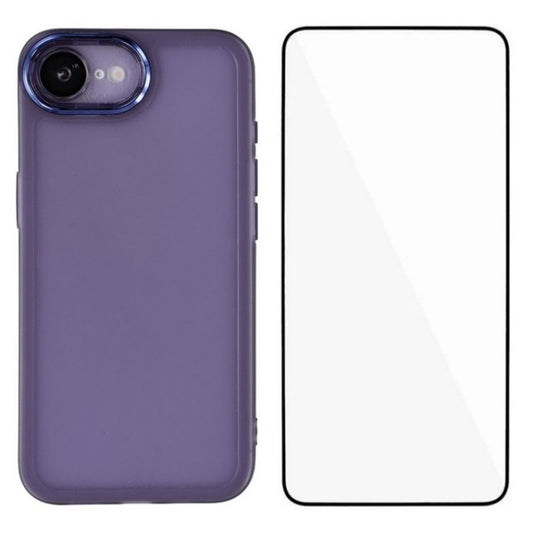 WANLONFENG For iPhone 17e / 16e TPU Case  DKSM Series Electroplated Frame Back Cover with Tempered Glass