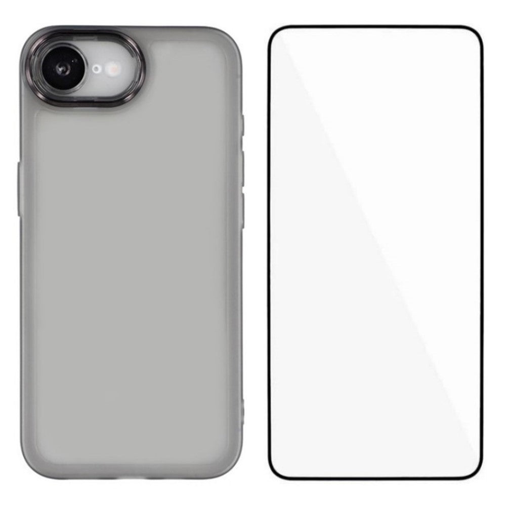 WANLONFENG For iPhone 17e / 16e TPU Case  DKSM Series Electroplated Frame Back Cover with Tempered Glass