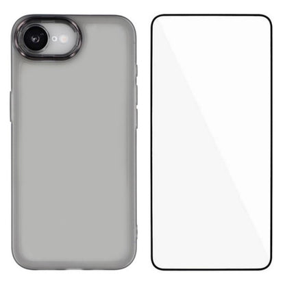 WANLONFENG For iPhone 17e / 16e TPU Case  DKSM Series Electroplated Frame Back Cover with Tempered Glass